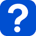 Ask Me a Question Logo – white question mark on blue background